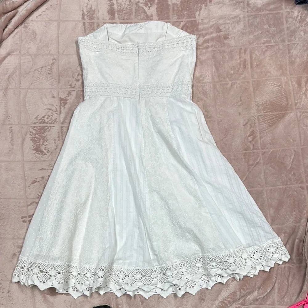 White House Black Market White Strapless A-Line Midi Dress - Picture 8 of 10